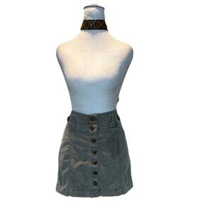 GAP Gray Corduroy Mini A-Line Skirt Size 6/30 Snap Front